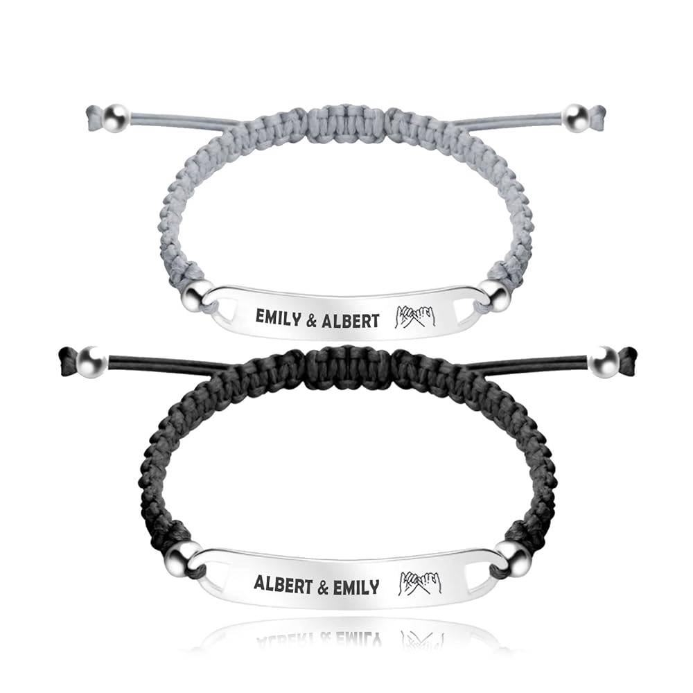 Couple Name Bracelet For Men Personalized Couples Bracelets Heart