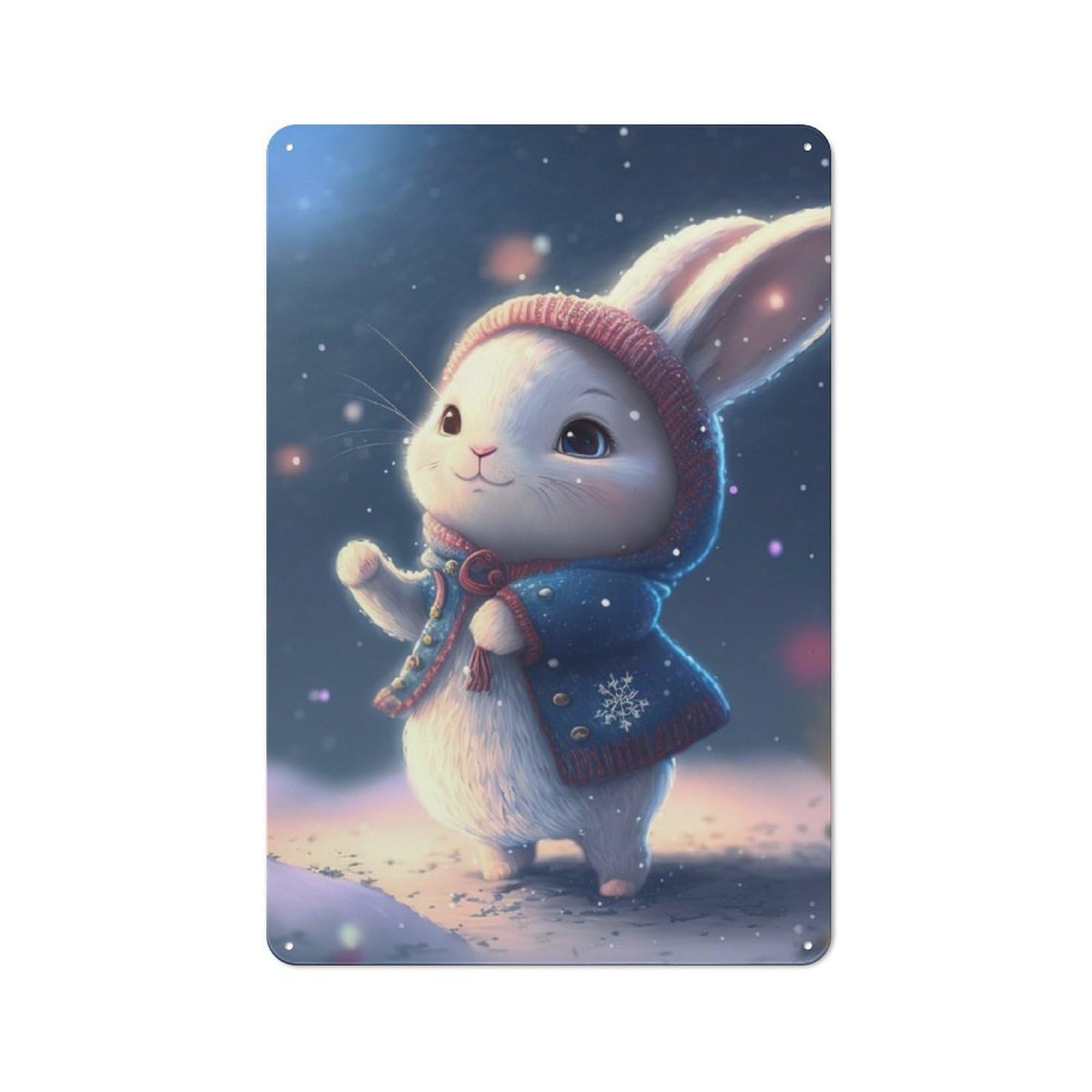 Junmoney Rabbit Cute Retro Tin Wall Plaque 30X20cm Featuring For Garage Wall, New Home Wall Decor For People Furnishing A Garage
