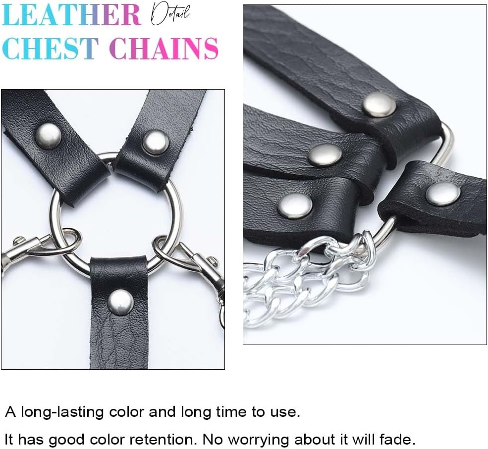 Goth Harness Black Chest Chain Leather Harness for Women