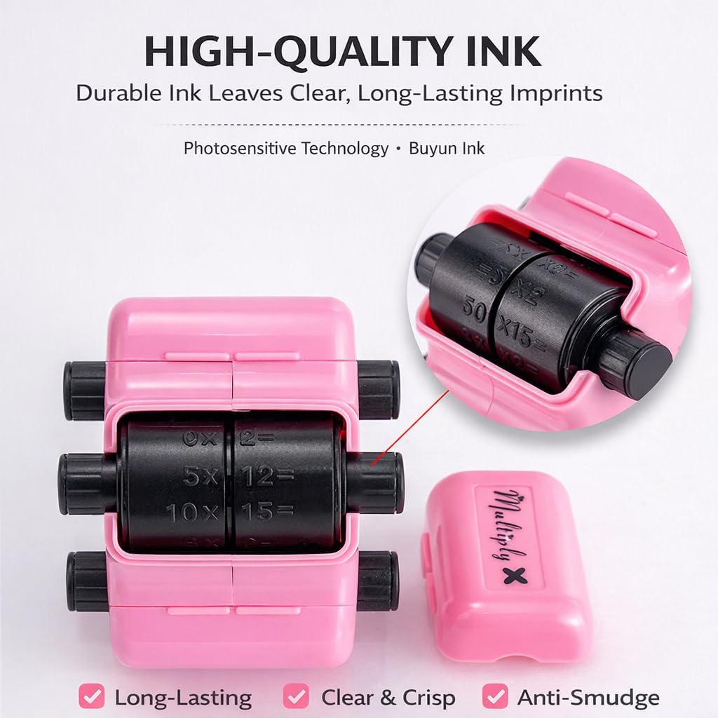 4 in 1 Math Roller Stamp for Kids, Random Math Practice Stamp for Addition Subtraction Multiplication Division, Math Teacher Must Haves Classroom Tool (Blue*1)