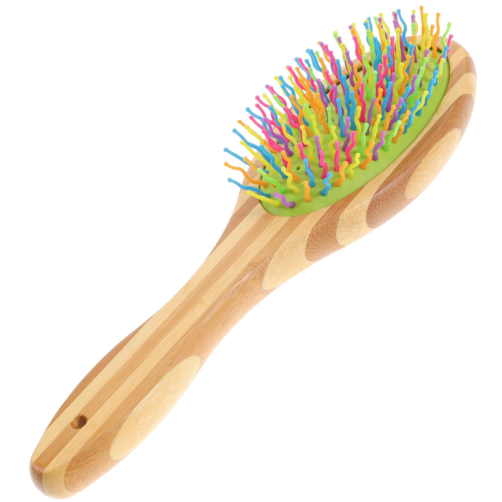Totority Pet Supplies Dog Grooming Comb Rainbow Wood Handle Bending Wave Pin Hair Remover Dog Brush