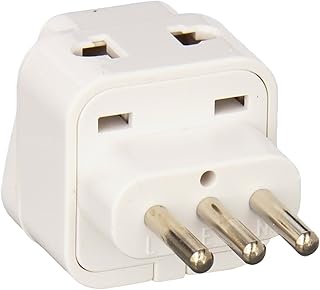Ckitze Italy, Uruguay Travel Grounded Universal 2 Inputs USA Power Plug Adapter - Type L - CE Certified for Mobile Cell Phone, Laptop, Tablet Chargers and More