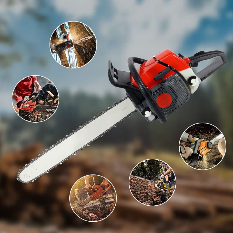 ZHANGTAOLF Kettensäge, 72cc 24-Zoll-Gas-Kettensägen, 2-Zyklus-Handheld-Benzinkettensäge mit Führungsbrett zum Schneiden… – Bild 6