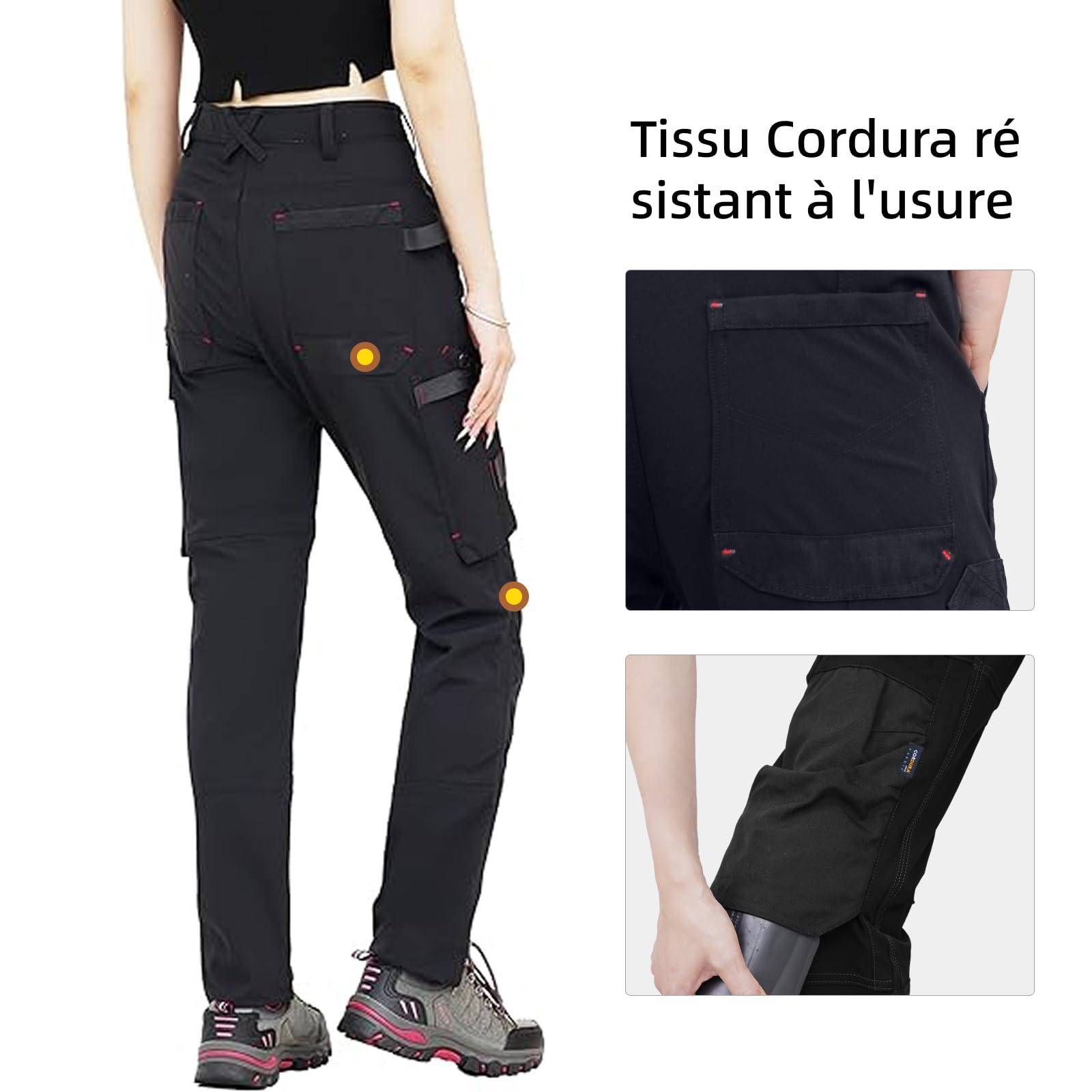 WORK IDEA Pantalon de Travail Femme Slim-Fit Stretch : Zones critiques renforcées en Cordura — élégance Robuste pour Divers Besoins Professionnels.