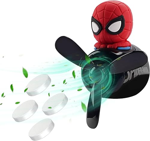 Ambientador de coche con diseño de héroe piloto de dibujos animados, difusor de coche con hélice giratoria, ventilador de salida de aire para