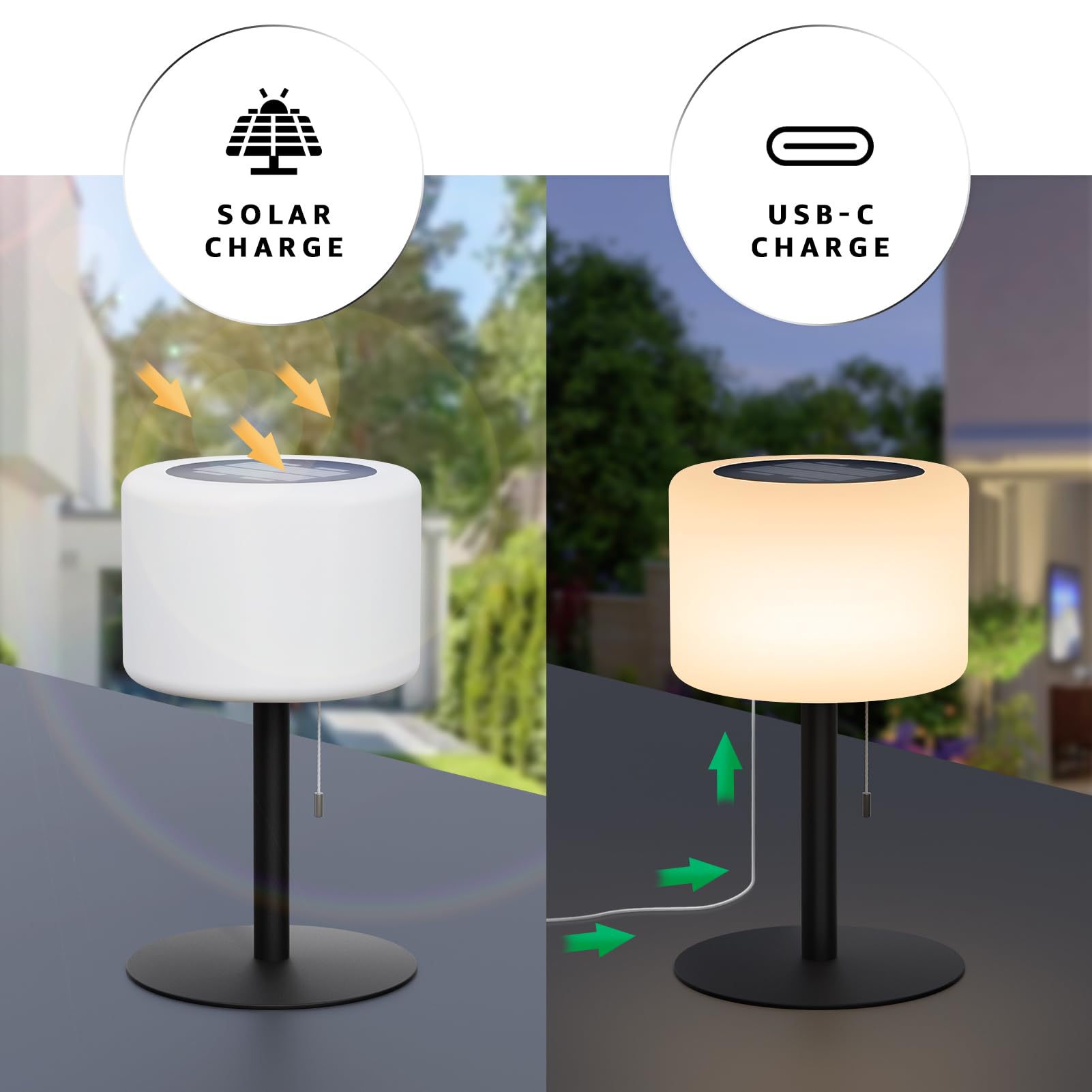 Lampara De Mesa Sin Cable MALUX Lámpara De Mesa LED Portátil Para Exterior • Recargable USB Lampara Solar