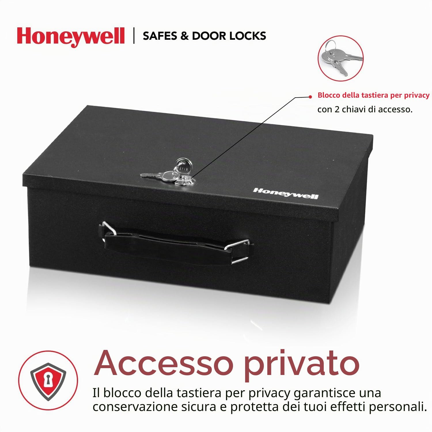 Honeywell 6104 Cassaforte per documenti, ignifugo, minisafe, 5 l, con serratura a chiave