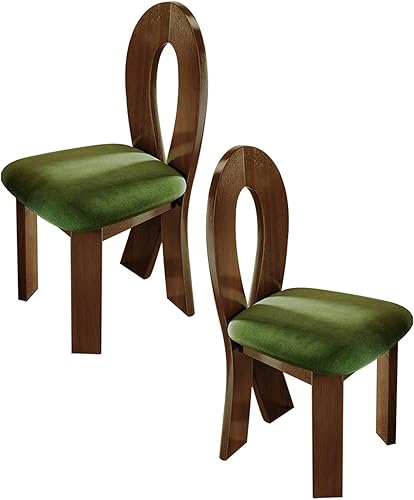 Miniatura 11 de JKGHK - Juego de sillas de comedor, sillas de cocina con respaldo de sirena, silla de comedor tapizada con patas de madera, silla de ocio para el