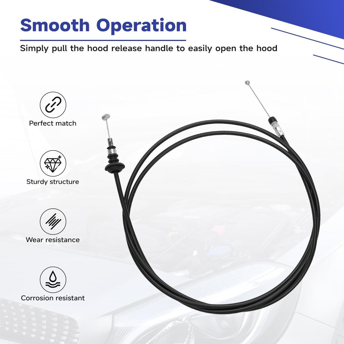 912-416 Hood Release Cable Compatible witn 2008-2015 Scion XB, Hood Latch Cable Replaces 5363012640