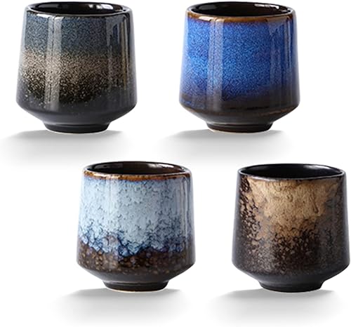Lxuwbd Taza de té de cerámica, juego de té de kung fu, taza de café, juego de té yerba mate, juego de tazas de compañía de cerámica de 4 piezas,