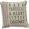 Primitives by kathy vintage flour sack style merry little christmas holiday throw pillow  urban country home decor