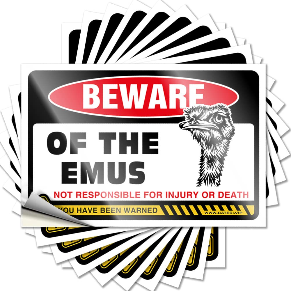 Fzfn Colour Camping Decorations, Bumper Funny Case Quote Stickers, Crazy No Residue Decals For Luggage | Winter Party Favor Custom Beware Of Emus(12X18cm)