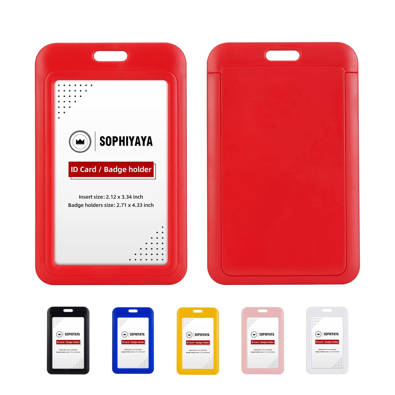 12 Pack Sliding ID Badge Holder Hard Plastic Key Card Work Badge Sleeve