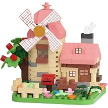 Summer Lotus Mini Windmill Cottage Micro Building Set Miniature House Block Toy with Construction Model for Adults Teens Birthday Gift