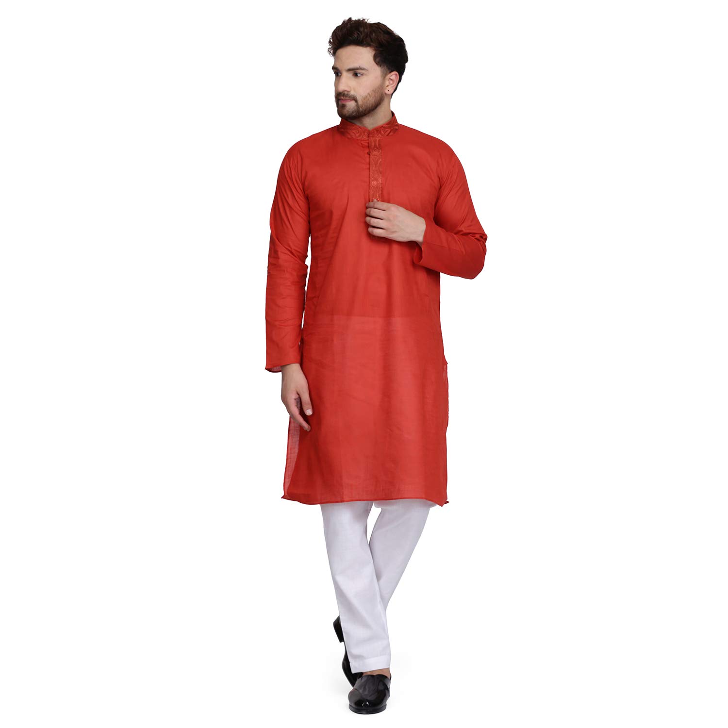 Men Cotton Kurta with Neck Embroidery Kurta for Men for Function-image-13