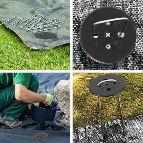 XCDMJ 50 Stück Bodenanker Kunststoff schwarz zur Befestigung von Mulchblättern Gartenklammern Kunststoff Unterlegscheiben zum Befestigen von Erdanker für Unkrautvlies - für Bodenanker Garten