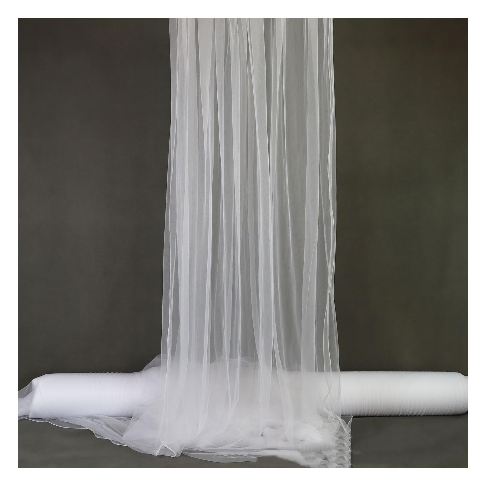 20M Chiffon Stoff Meterware & Tüll Stoff –160cm breiter Tischläufer Hochzeit und Hochzeitsbogen Deko für den Hochzeitsempfang, Party Reines Weiß