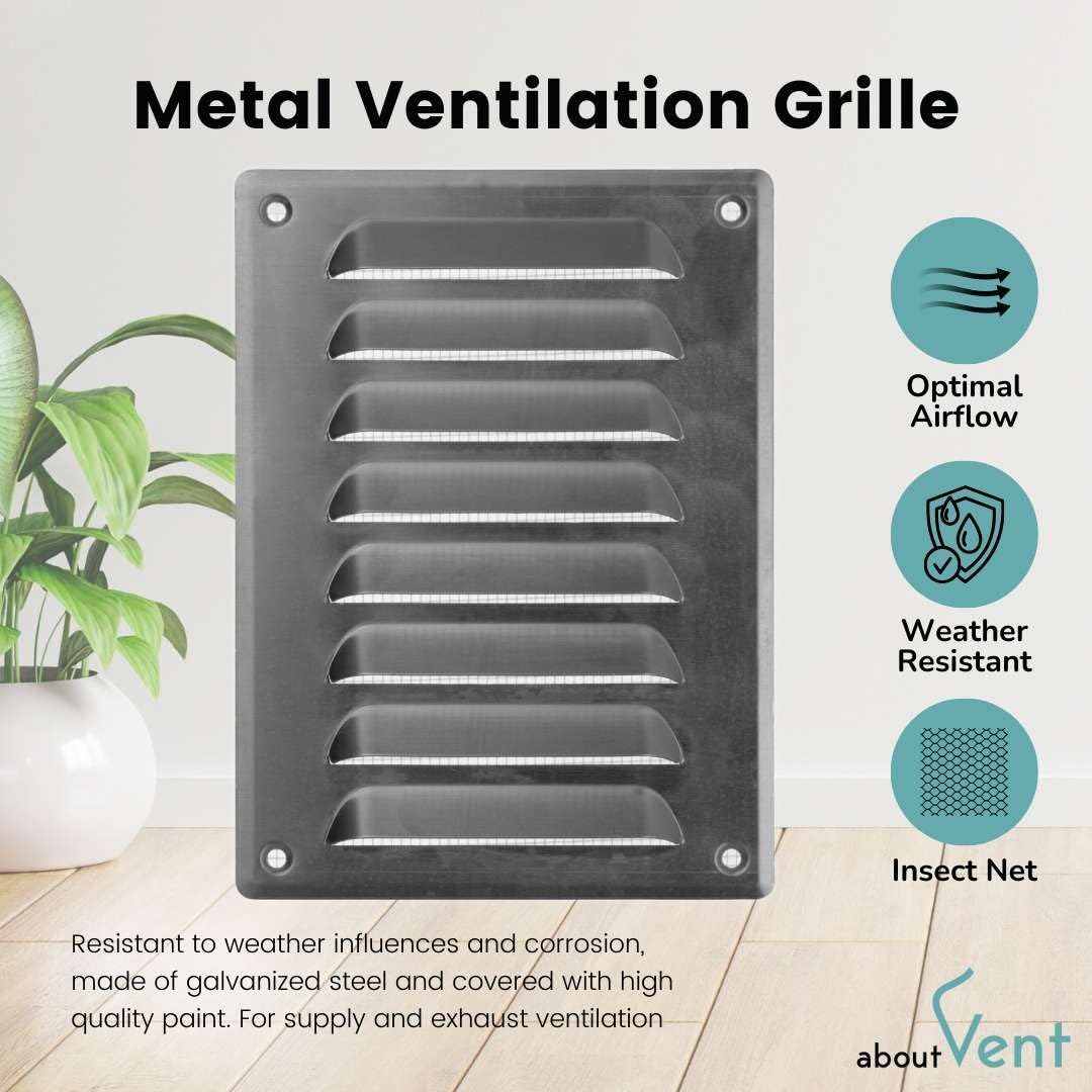 140x190mm / 5.5x7.5 inch Aluminium Ventilation Grille with Flyscreen - Air Vent Cover, 140x190mm / 5.5x7.5'' - Image 2