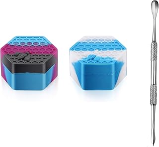 BMTick Dab große Behälter aus Silikon mit Wabenmuster, 25 ml, inklusive Metallspatel für Dab, 2 Stück