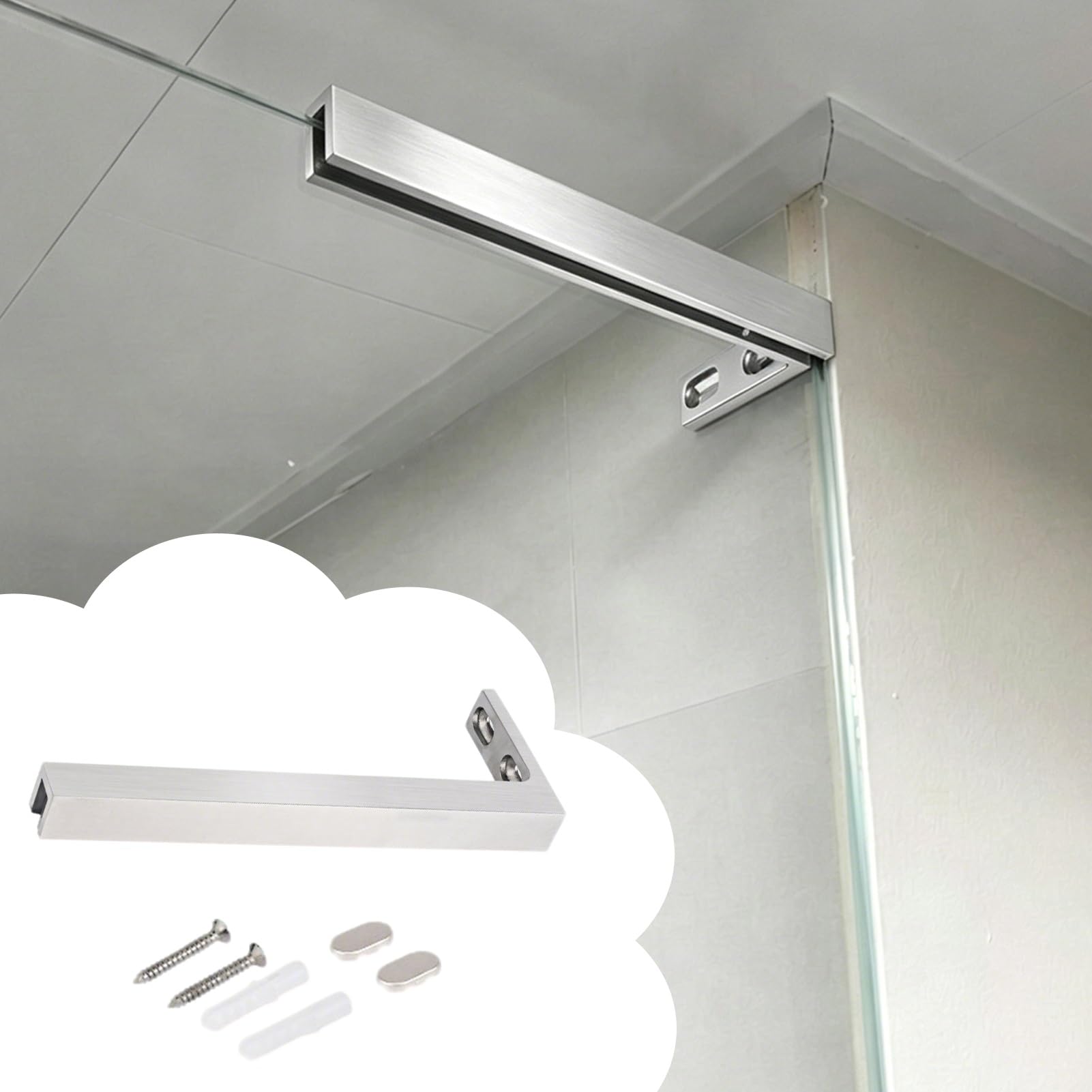 Barre de fixation pour paroi de douche en inox brossé élégant 34cm