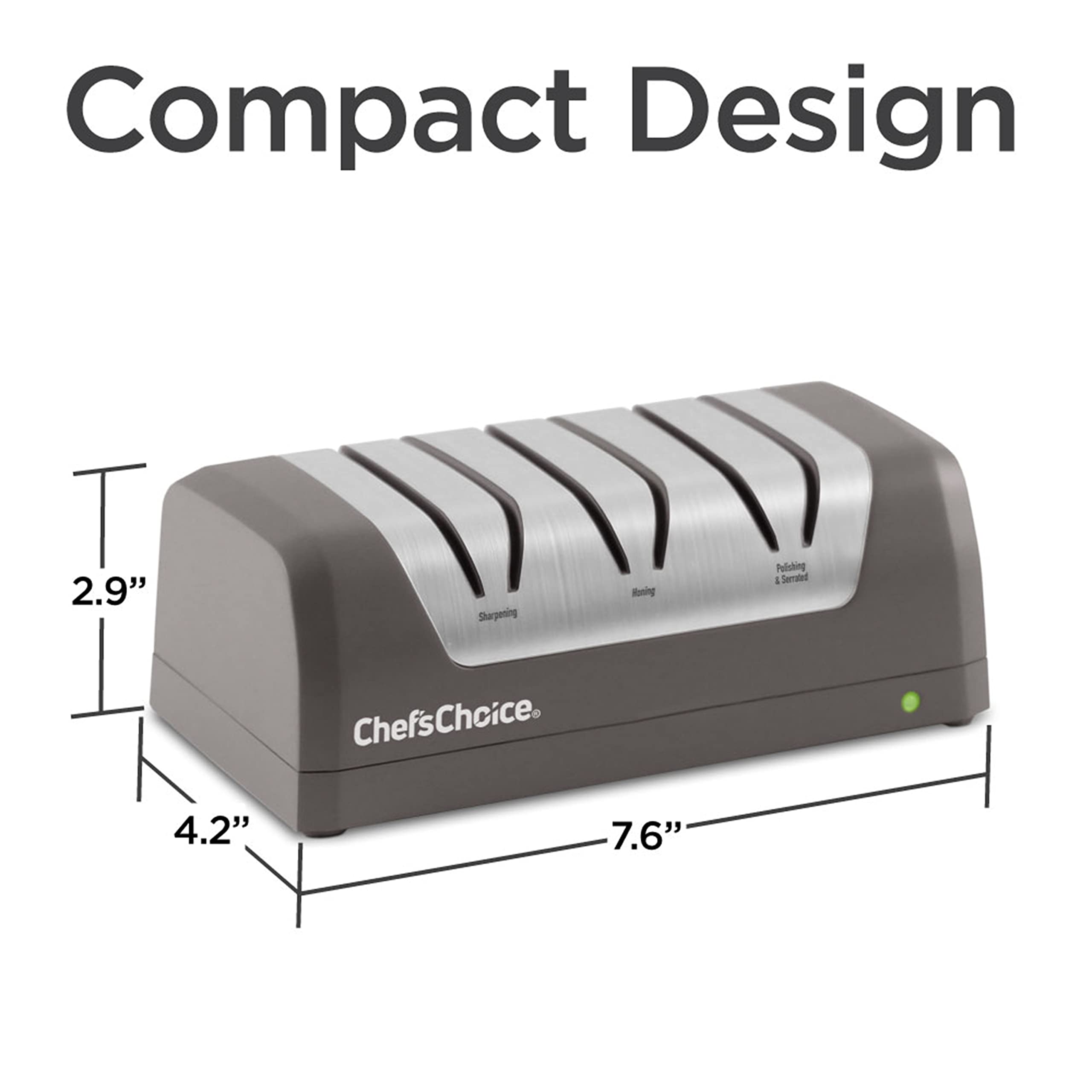 Chef'sChoice SHC32 - Affilacoltelli elettrici con batteria ricaricabile per lame dritte e dentate a 20 gradi utilizzando abrasivi 100% diamante, 3 fasi, grigio