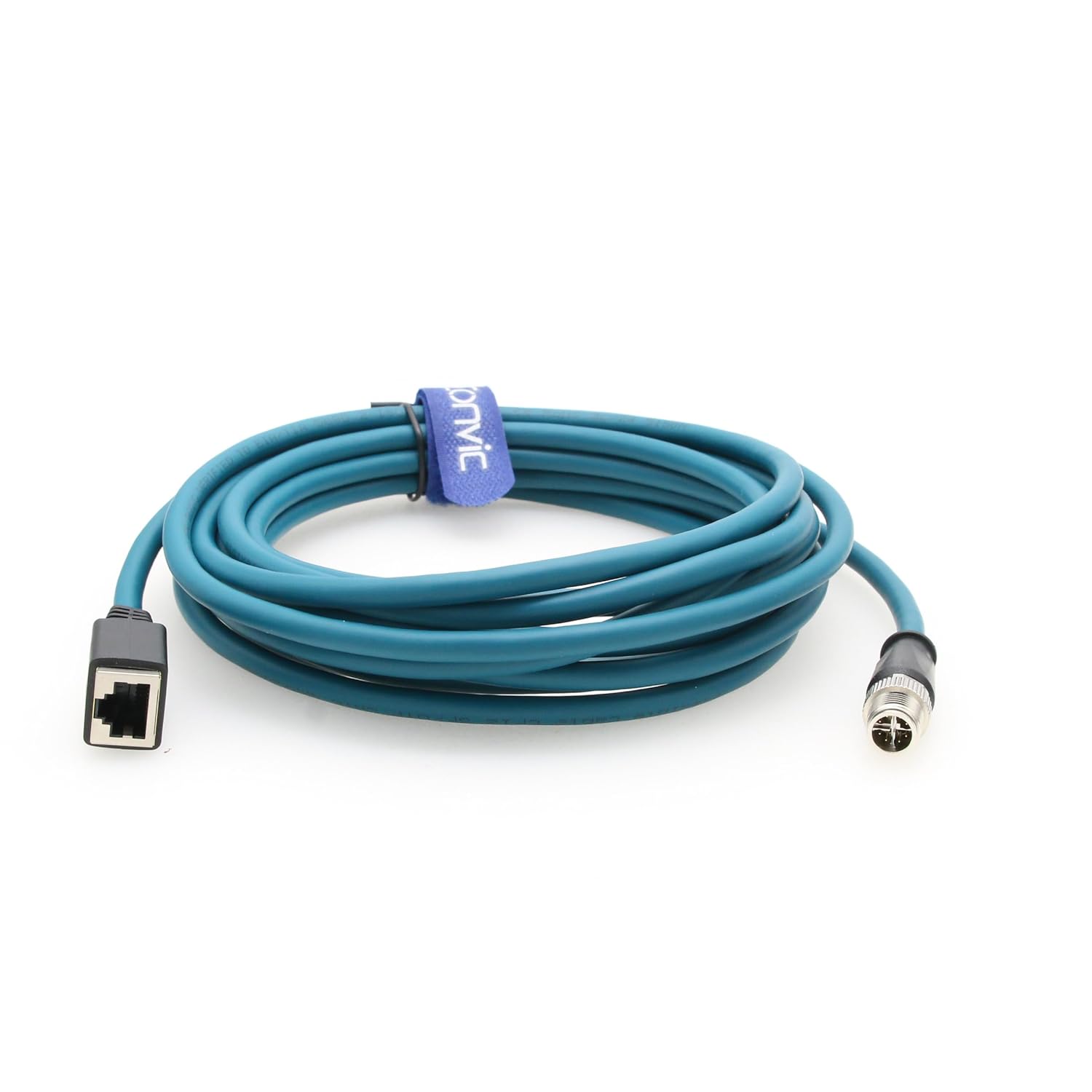 Eonvic Industrial M12 8Pin Male X Code to RJ45 Female High Flex Cat6 Gigabit Extension Ethernet Cable (Blue, 5M)