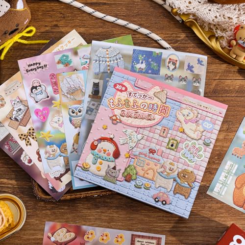 Image of Girl's Japanese Retro Sticker Book, 700+ Kawaii Old Showa Style Embroidered Stickers, Cute Animal Theme for DIY Scrapbooking Journaling Handbook Decoration