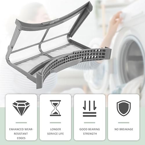 Miniatura 5 de AMI PARTS DC61-02595A - Pantalla de filtro de pelusa para secadora con cepillo de pelusa para secadora, pantalla de acero inoxidable y marco de