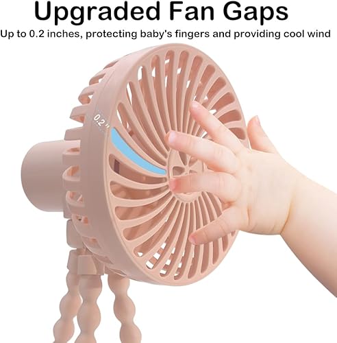 Miniatura 2 de wyewye Ventilador de cochecito de bebé, mini ventilador portátil para cochecito con trípode flexible con clip para bebé, ventilador de refrigeración