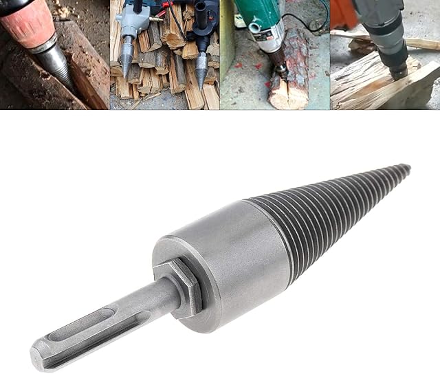 ChgImposs 30MM/1.18Inch Steel Speedy Firewood Drill Bit, Wood Splitter Screw Cone Heavy Duty Splitting Cone Driver Portable Wood Cut Tool for Hand Drill Stick Copper(Round Handle)