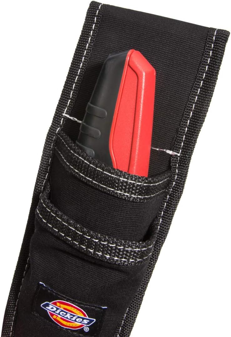Dickies Utility Knife Sheath for Belt, Durable Canvas with PVC Cut-Resistant Sheath Lining, 2-inch Belt Loop, Black