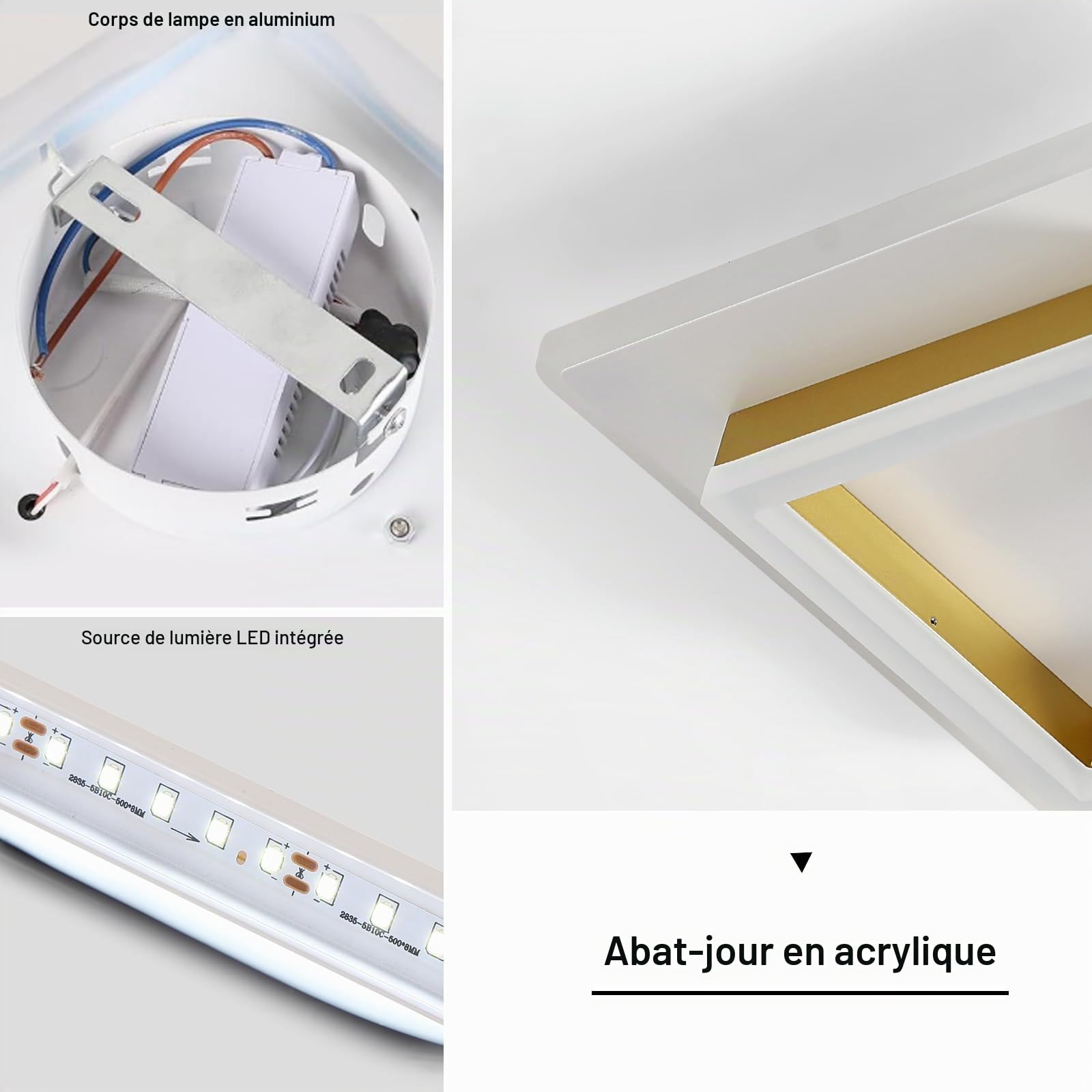 DELIPOP Plafonnier LED Moderne, 30W 3375LM 30cm Lampe de Plafond Doré 6500K