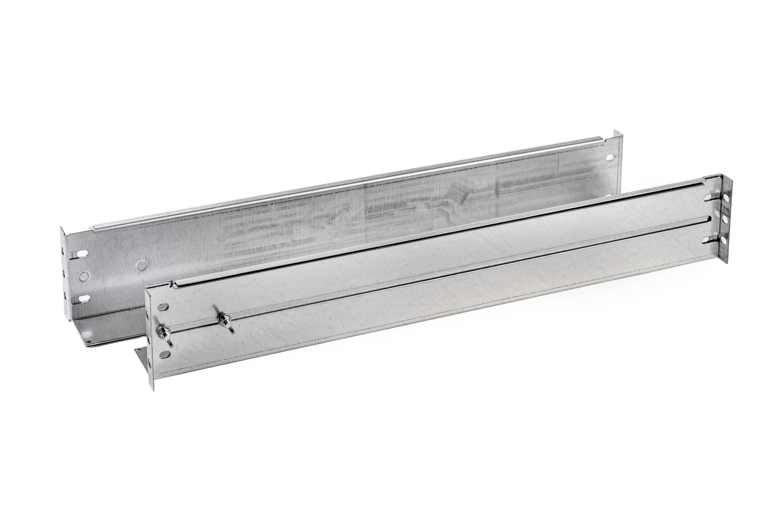 SABAJ M&D Guías Universales Rack 19" 2U, Regulables 575-1050 mm, 80 kg | Acero, norma EIA-310, 4 postes; para armarios de 800-1200 mm de fondo externo; servidores, SAI, switches y audio