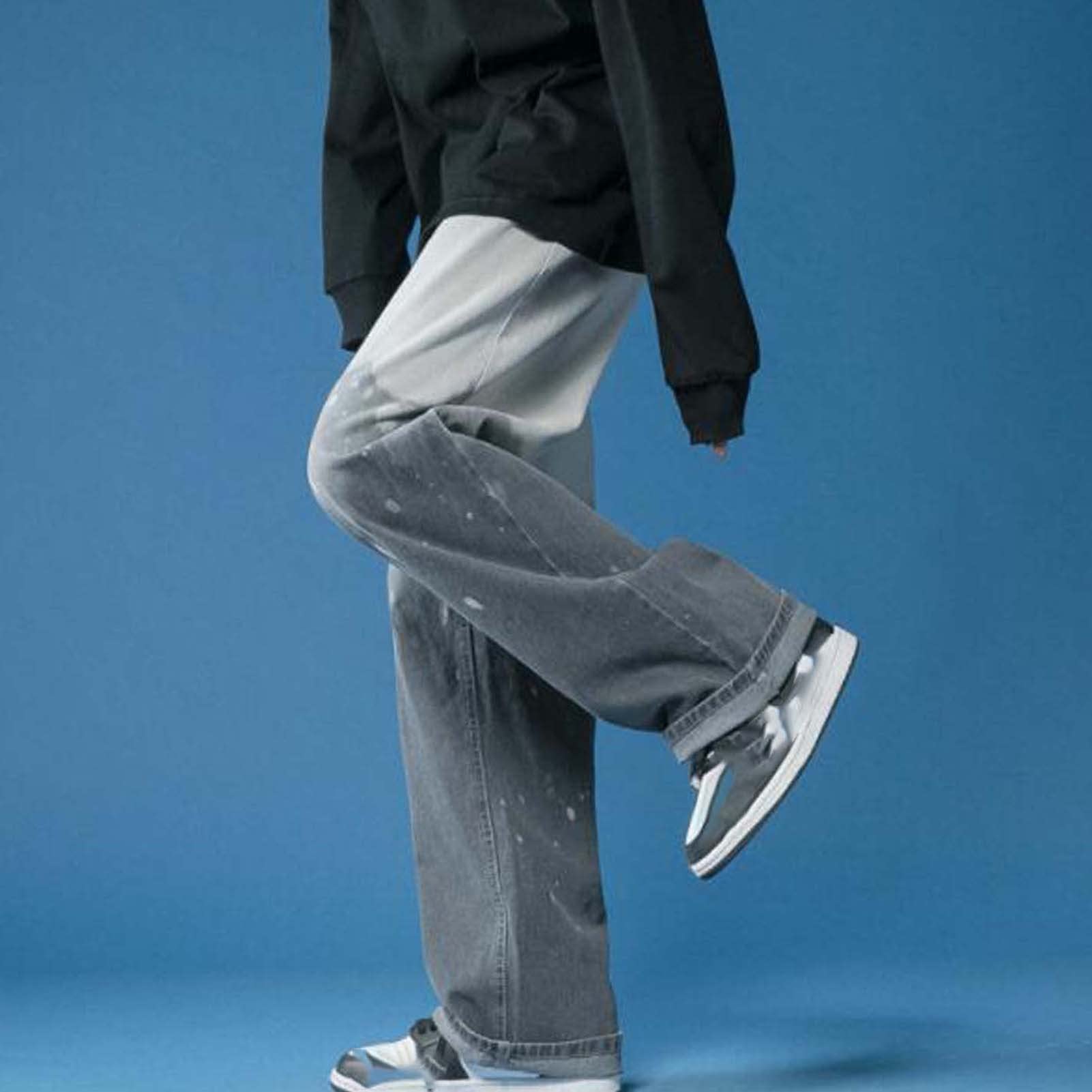 Dżinsy Modne Fajne Dye Dye Jeans Mężczyźni Hip Hop Jeans Spodnie Proste Mężczyźni Jeans Casual Stright Moda Jean Spodnie męskie dżinsy