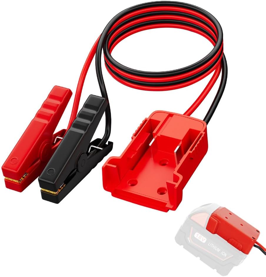 6ft Jumper Cable Clamps Compatible With Mil.waukee Compatible With M18 18V Batteries Battery Jumper Starter, 12AWG Automotive Booster Cable for Jump Starting Tool Battery