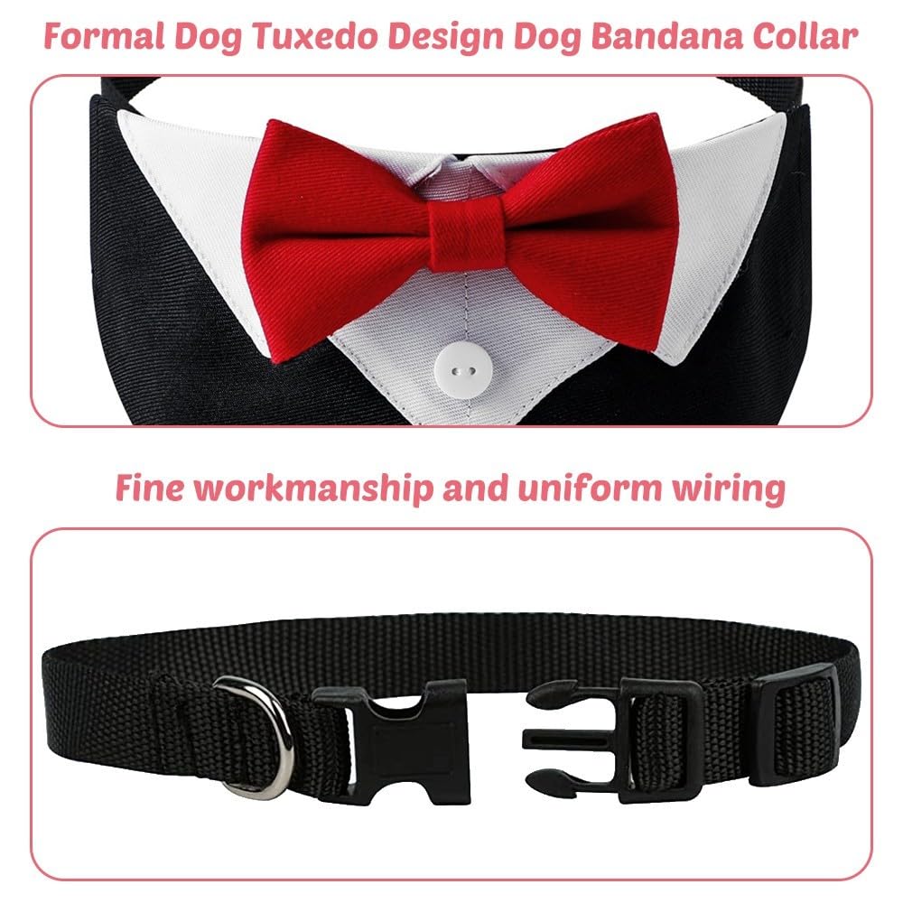 Dog Tuxedo Collar, Adjustable Dogs Formal Tuxedo with Bow Tie and Neck Tie for Small Medium Large Dog, Blue, blue bowtie - Image 3