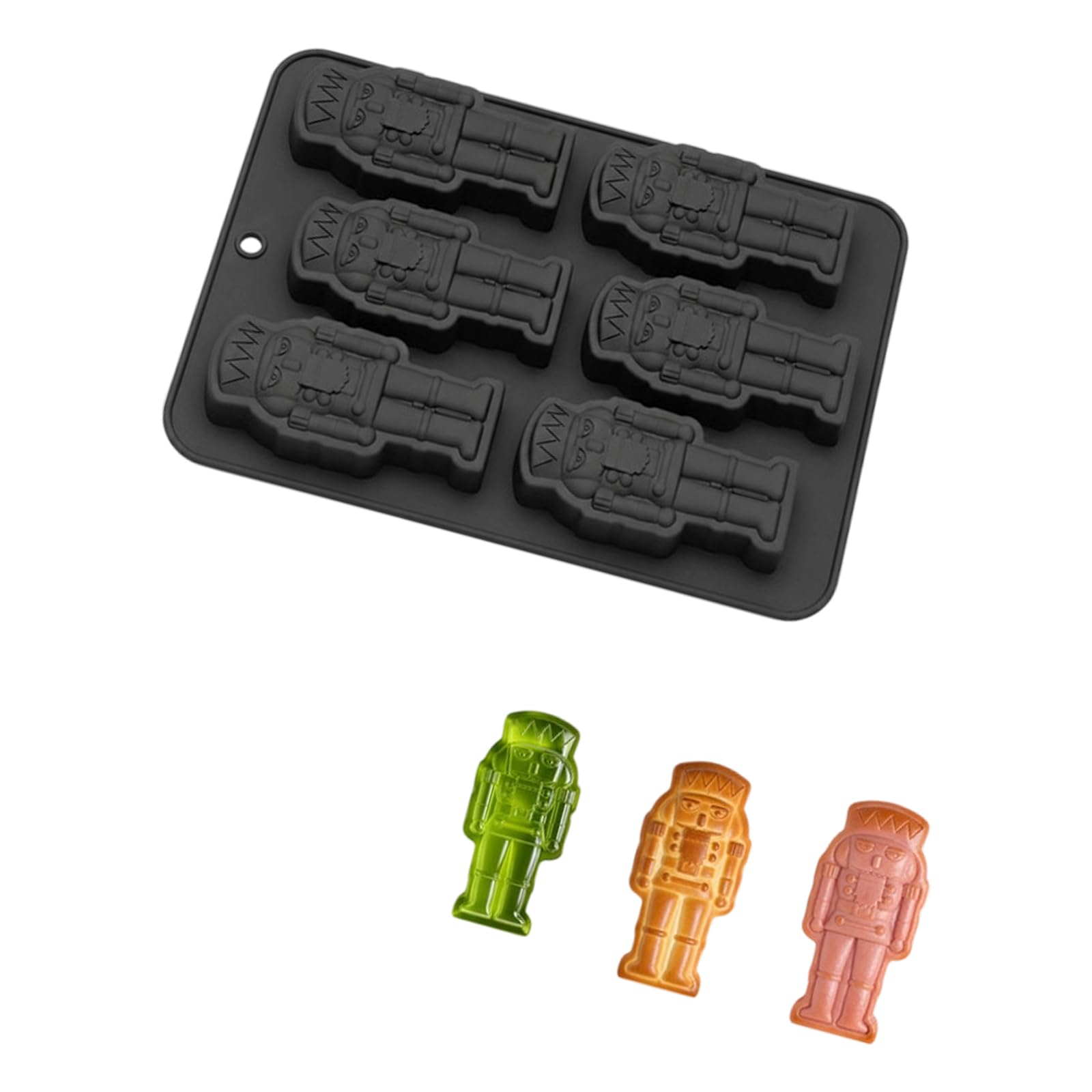 Greabuy Nutcrackers Soldier Shape Silicone Baking Mold with 6 Cavities Perfect for Kids Party Snacks Christmas Cake Dessert Christmas Baking Mold