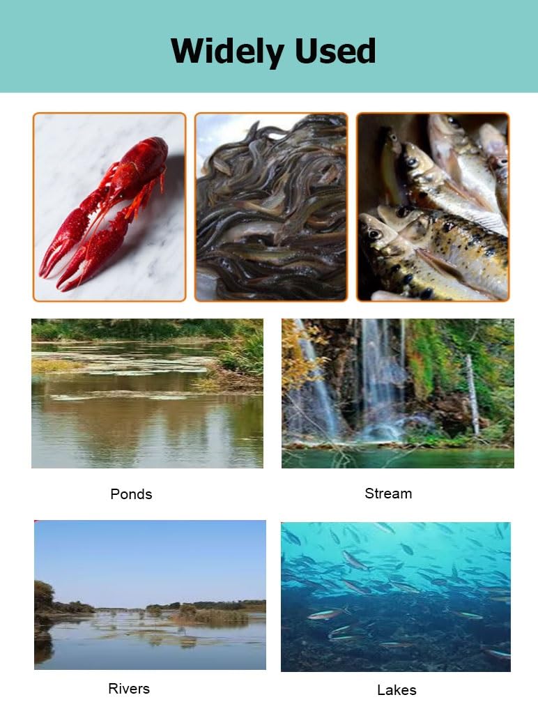 Trampa de Cebo Plegable for camarones y cangrejos de 7,9 a 52,5 pies de Largo, Red de Pesca en Agua Salada, Captura automáticamente más Peces fácilmente