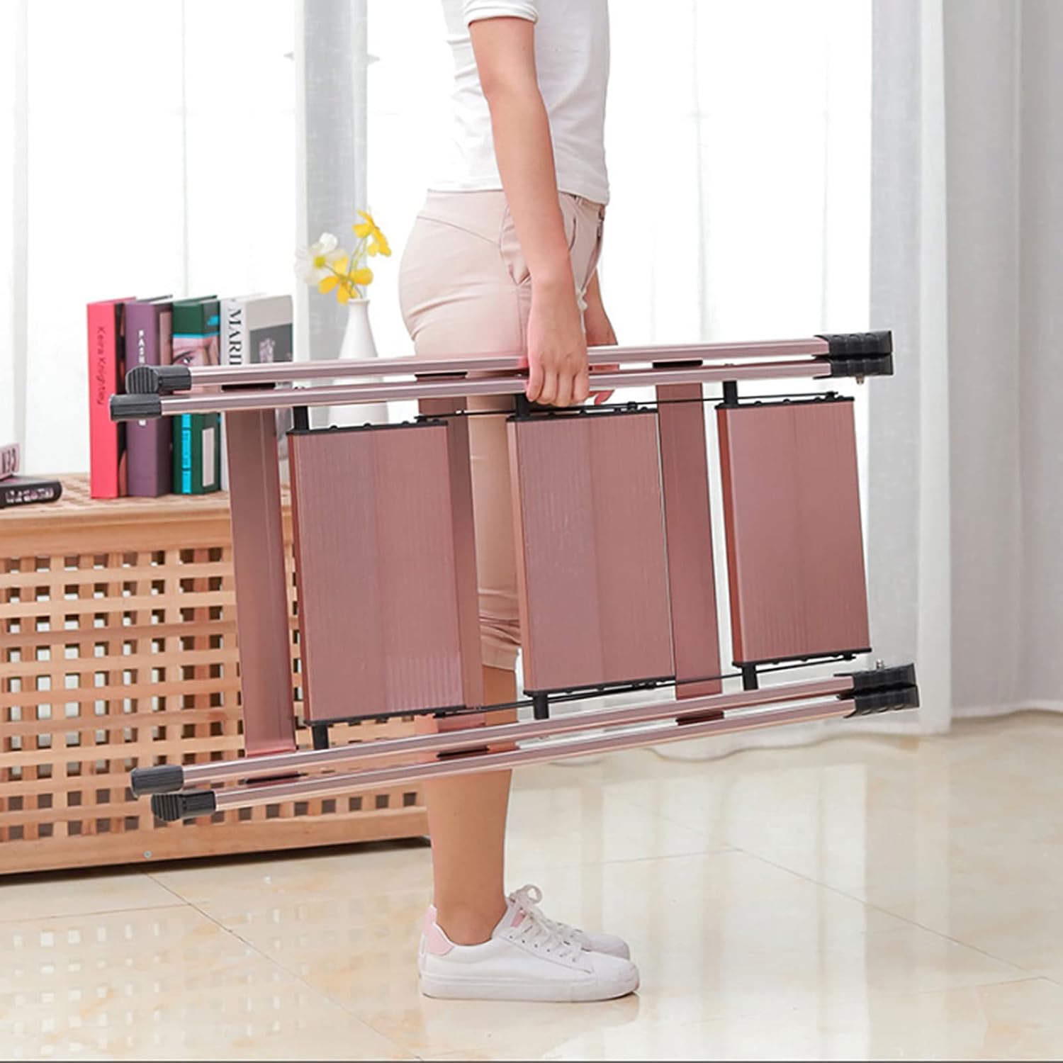 2/3 Step Ladder Folding Step Stool Ladder with Anti-Slip Sturdy and Wide Pedal, Convenient and Lightweight for Use Portable Step Stool Steel 330lbs Capacity