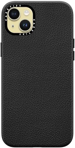 Miniatura 2 de CASETiFY Funda de cuero para iPhone 15 Plus texturizadaprotección contra caídas de 4.9 piescompatible con Magsafe - Negro azabache