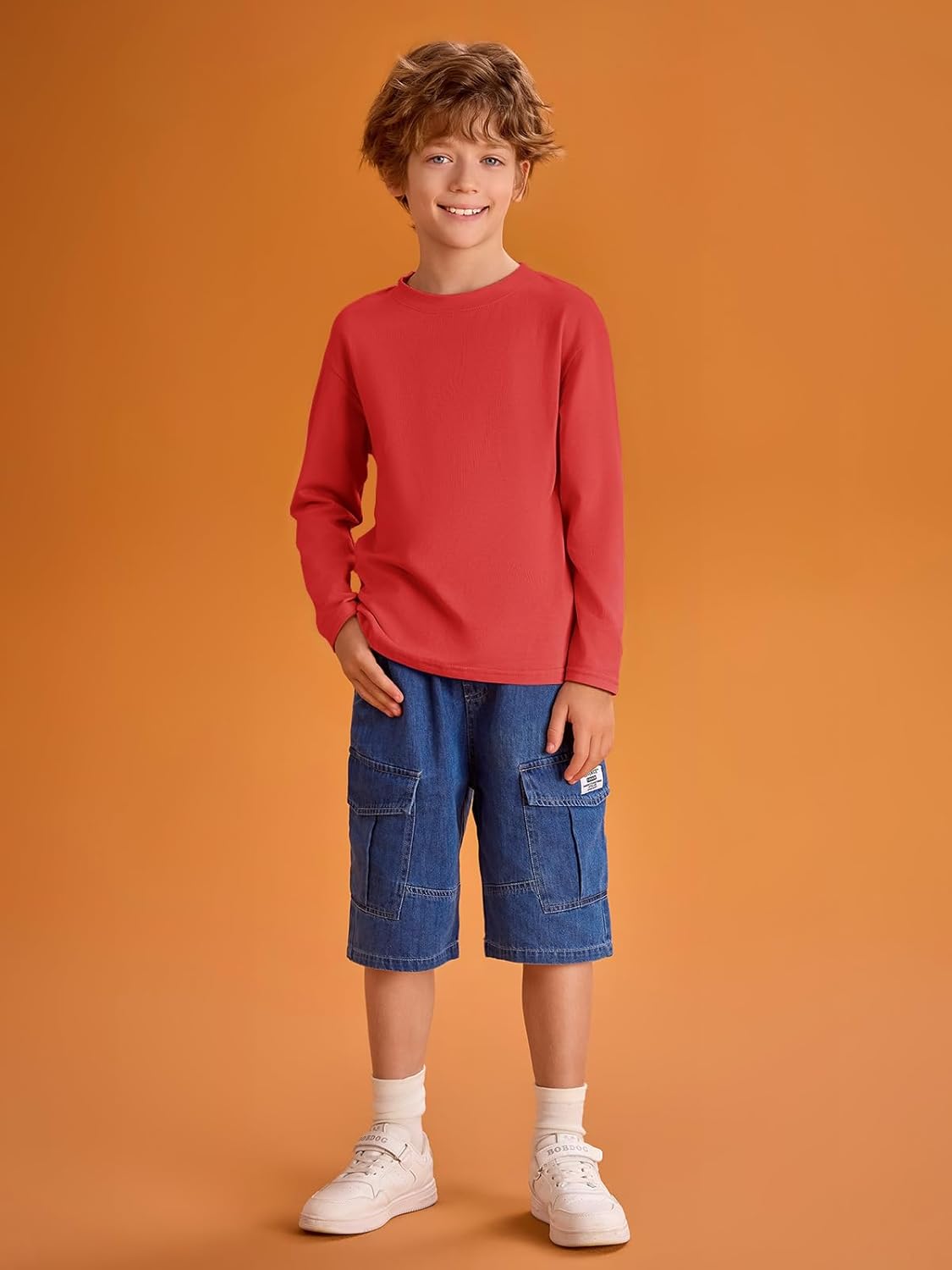 Haloumoning Kids Boys Long Sleeve Crewneck T-Shirts Tee Tops 5-14 Years - Image 2