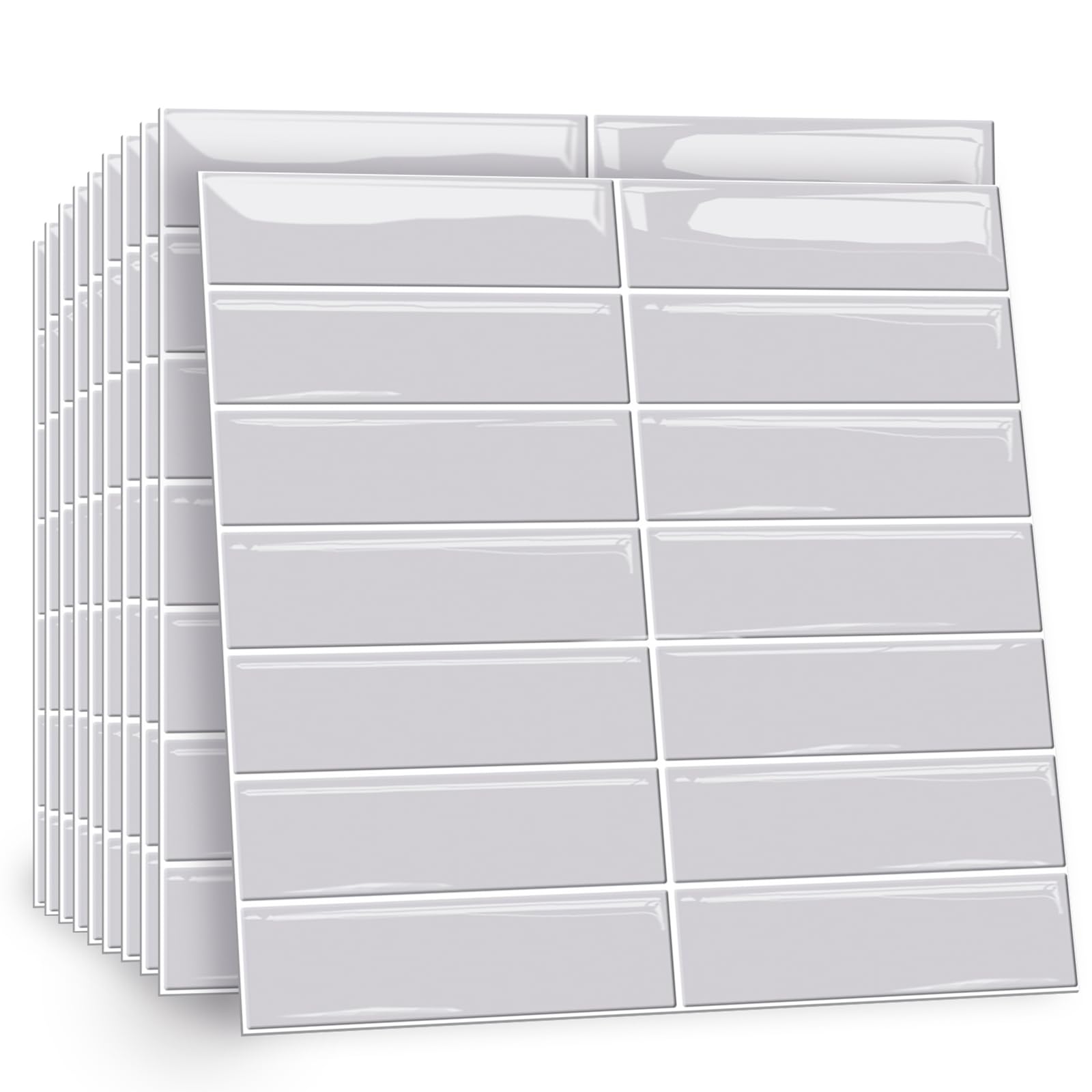 TOARTI 10 Stück 2D Grau Fliesenaufkleber Metro Fliesen Selbstklebend fliesenaufkleber Küchenrückwand Fliesen Klebefliesen Fliesenfolie Selbstklebende Küche Bad 30 x 30cm