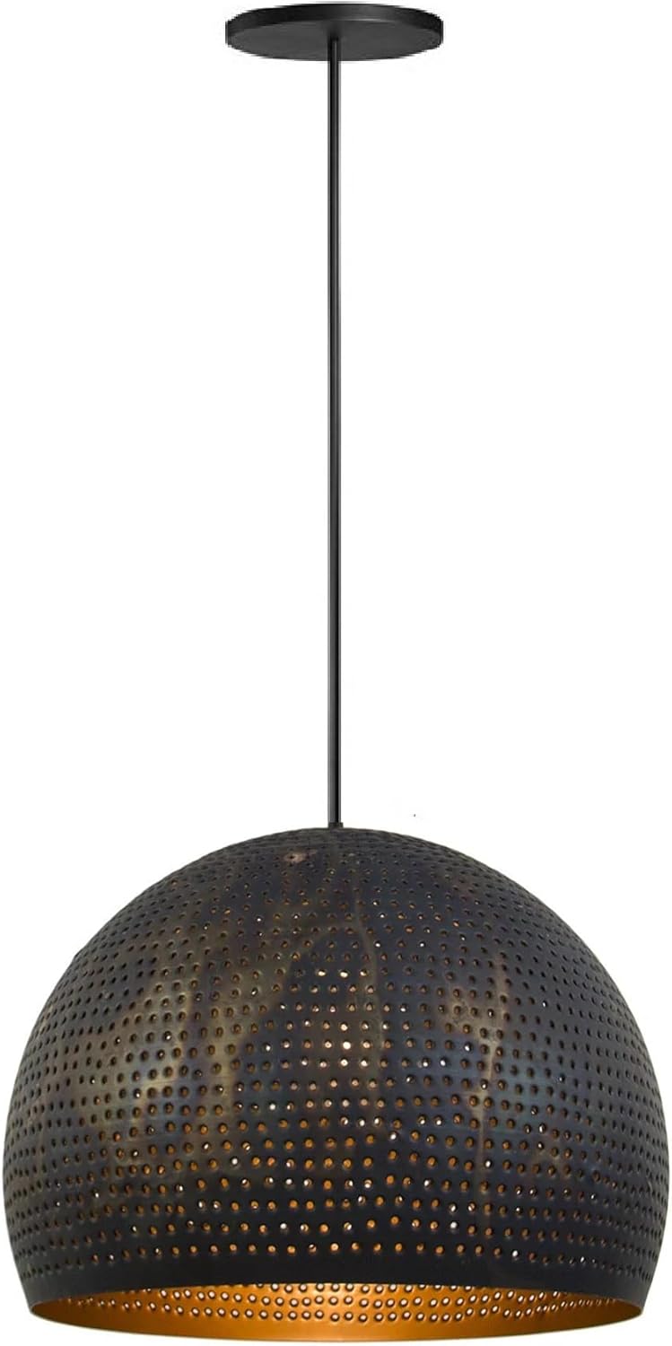 Hammered Black Dome Pendant Light, Quality Handmade Gold Dome Light, Modern Dome Pendant Light, Hanging Lamp shade (Black Cord)