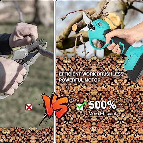 Electric Pruning Shears - Portable Handheld Battery Secateurs & Scissors with 2 x 2.0Ah Battery - Professional Cordless pruners Cutting Diameter Max1.2 Inch (30mm), Battery-LCD Display Screen