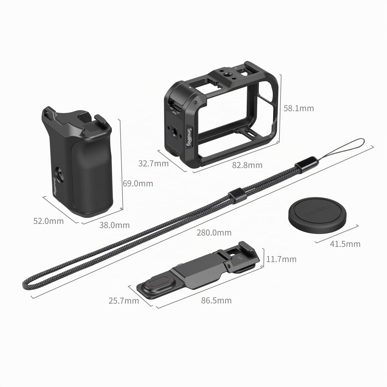 SMALLRIG Kit de poignée pour DJI Osmo Action 6 avec Cage en métal, poignée pour Photographie de Rue pour DJI, Action 6 avec Bouton d'obturation, Patte de Fixation, Sangle de Poignet, Protection - 6037