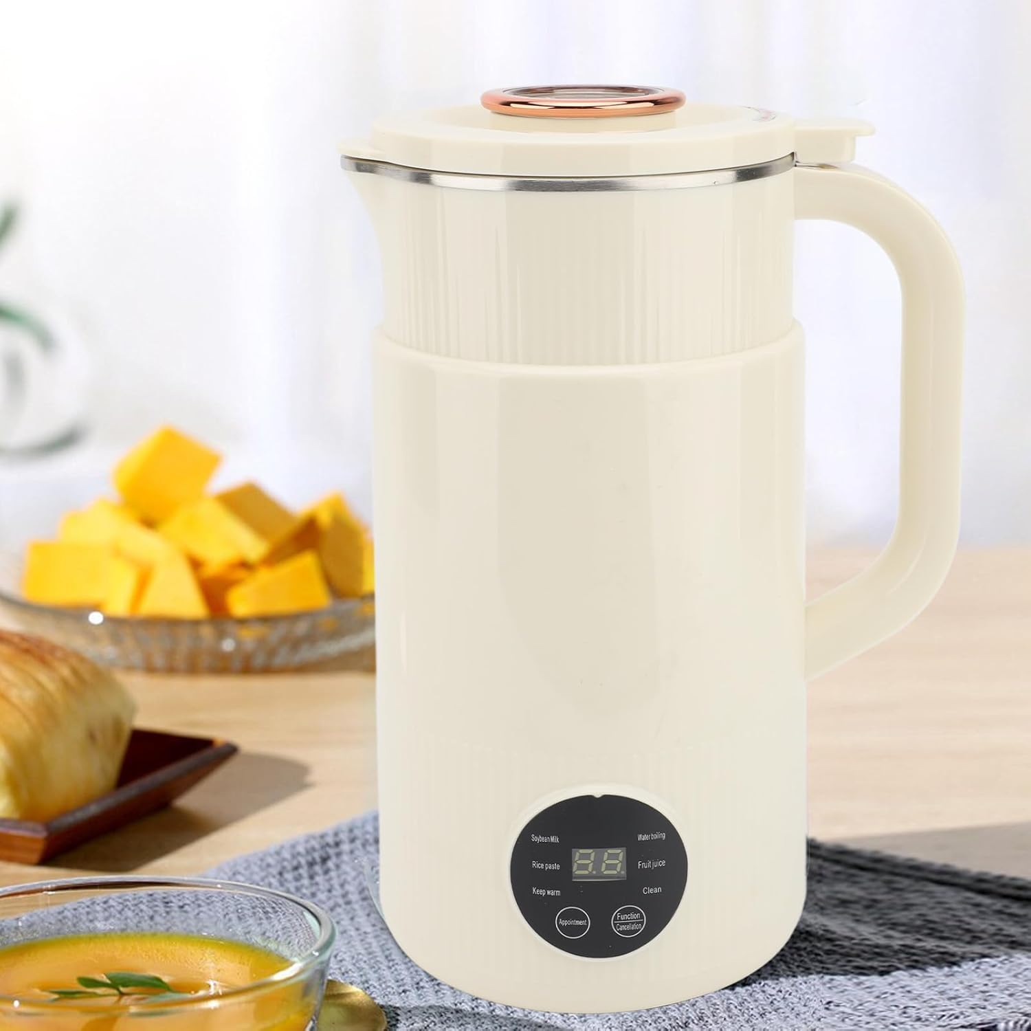 Electric Soy Milk Maker, Stainless Steel Soybean Milk , Multifunctional for Soybean, Corn, Rice Paste, Compact Design for Home Use