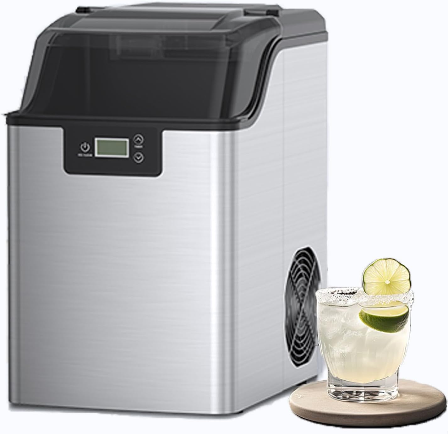 Countertop Ice Maker, Large CapacityPortable Ice Machine with 3.3 lbs Capacity Basket and Scoop, 44 lbs Daily Output, Self-Cleaning Ice Makers for Home, Kitchen, Camping, RV