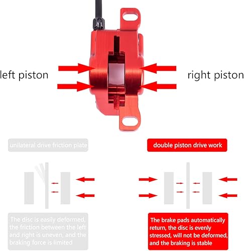 Miniatura 3 de Cyclon Juego de Frenos de Disco Hidráulicos MTB, Frenos Hidráulicos de Aleación de Aluminio NegroRojo para Bicicleta de Montaña, Freno Hidráulico