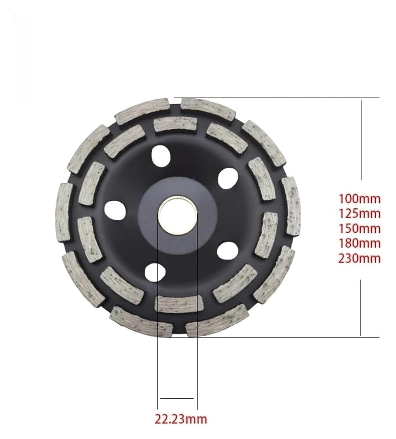 Diamentowa tarcza szlifierska, Dwurzędowa tarcza szlifierska z segmentem diamentowym do betonu granitowego kamiennego czarnego 100-230 mm(230mm)