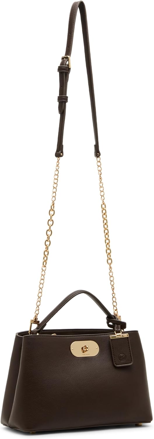 Anne Klein Women's Small Oval Turnlock Top Handle with Convertible Strap, Espresso